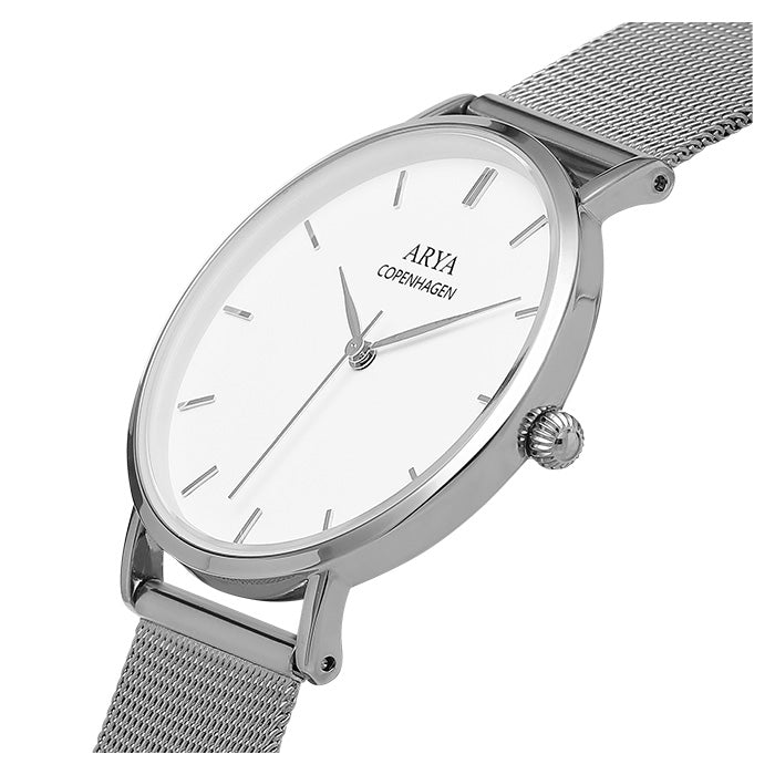 Arya, Copenhague Ethereal - Reloj de Malla Plateado para Dama