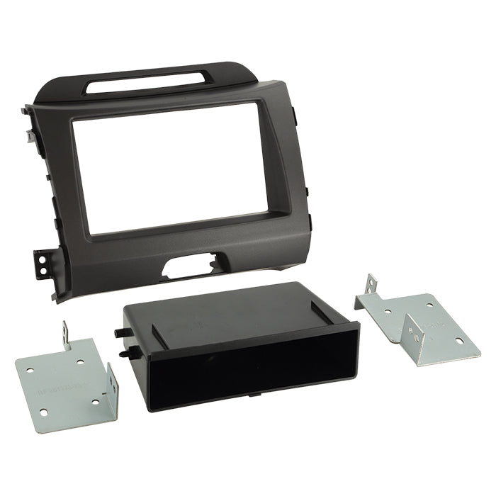 ACV, Facia 2-DIN avec poche Grise Foncée — Compatible avec KIA Sportage 2010-2016