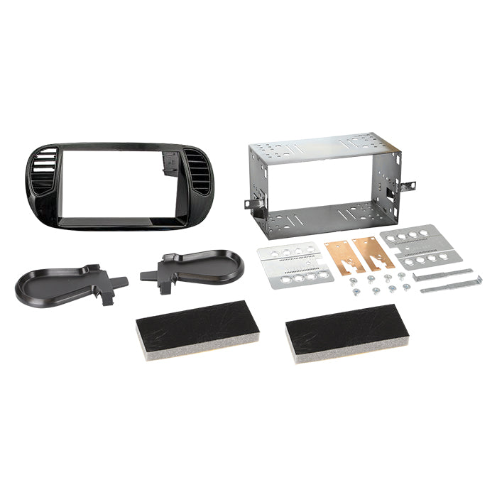 ACV, cornice radio 2-DIN nero opaco 07/2015 — Compatibile con Fiat 500 10/2007-