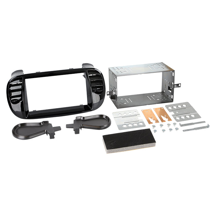 ACV, Cornice Radio 2-DIN 07/2015 Nero Lucido — Compatibile con Fiat 500 10/2007-