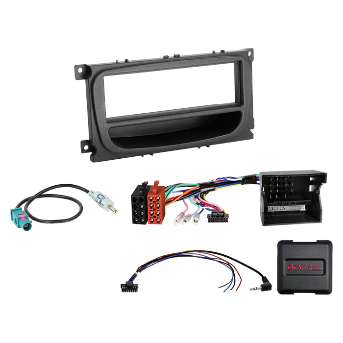 ACV, Kompletní 1-DIN Kit Ford Černý /CAN Bus Fakra