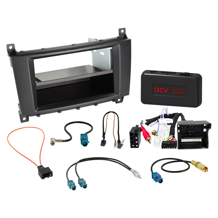 ACV, Kit 2-DIN Completo con Scomparto — Compatibile con Mercedes Classe C 2004-2008