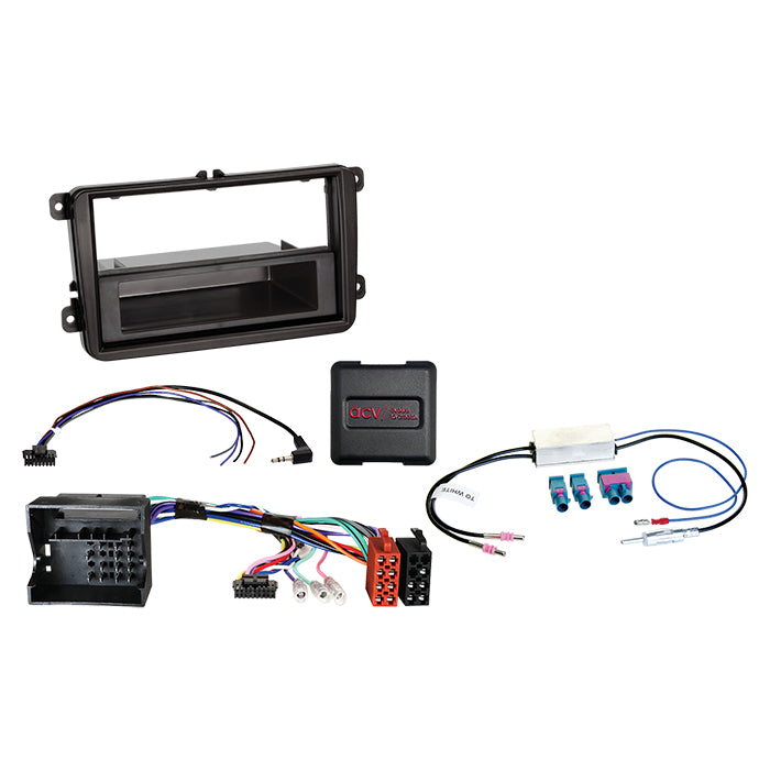 ACV, 2-ISO Kit M/lomme Seat/Skoda/VW Lenkradbed./Antenne Din