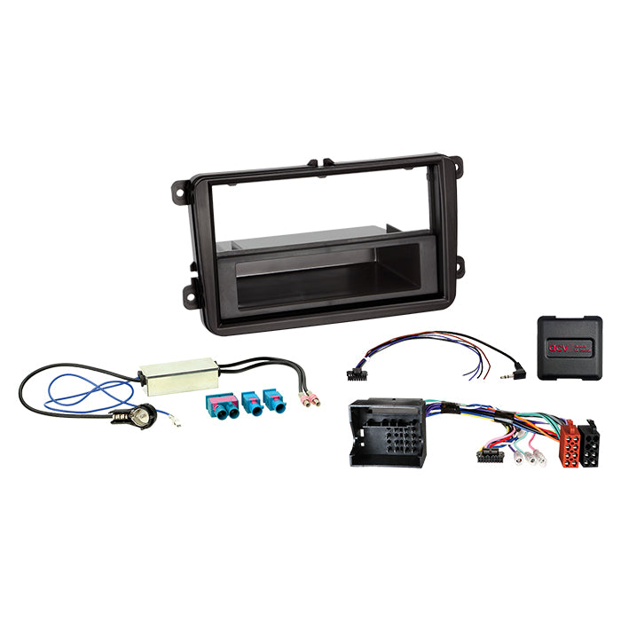 ACV, 2-ISO Kit M/ Tasche Seat/Skoda/VW Lenkradbed./Antenne ISO