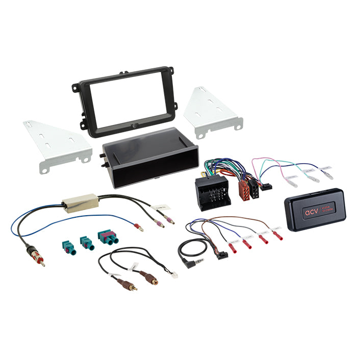 ACV, Kit Completo 2-DIN Con Scomparto Skoda/vw Nero 40Pin I-adapter