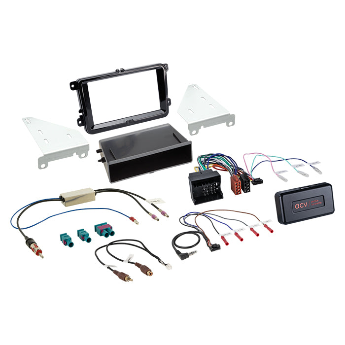 ACV, Kit Completo 2-DIN Con Comparto Skoda/vw Nero Lucido 40Pin