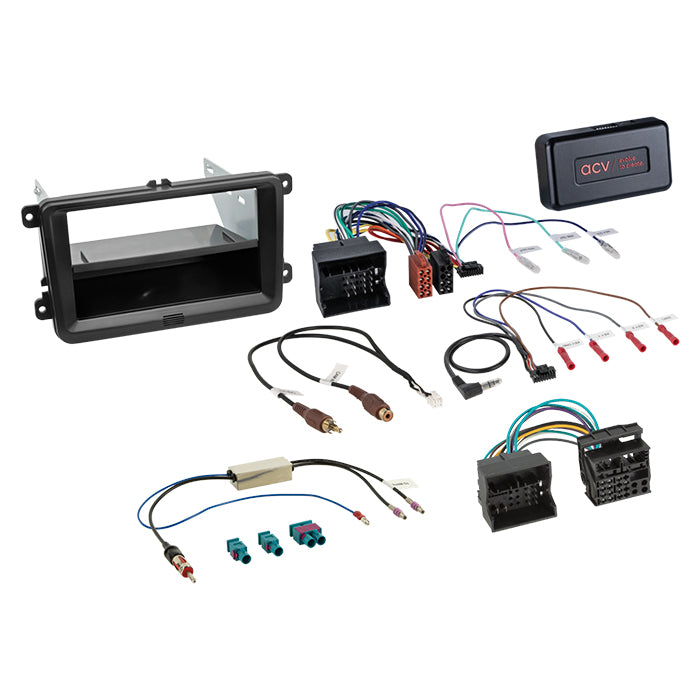 ACV, Kit Completo 2-DIN Con Spazio Skoda/vw Nero 40Pin/52Pin