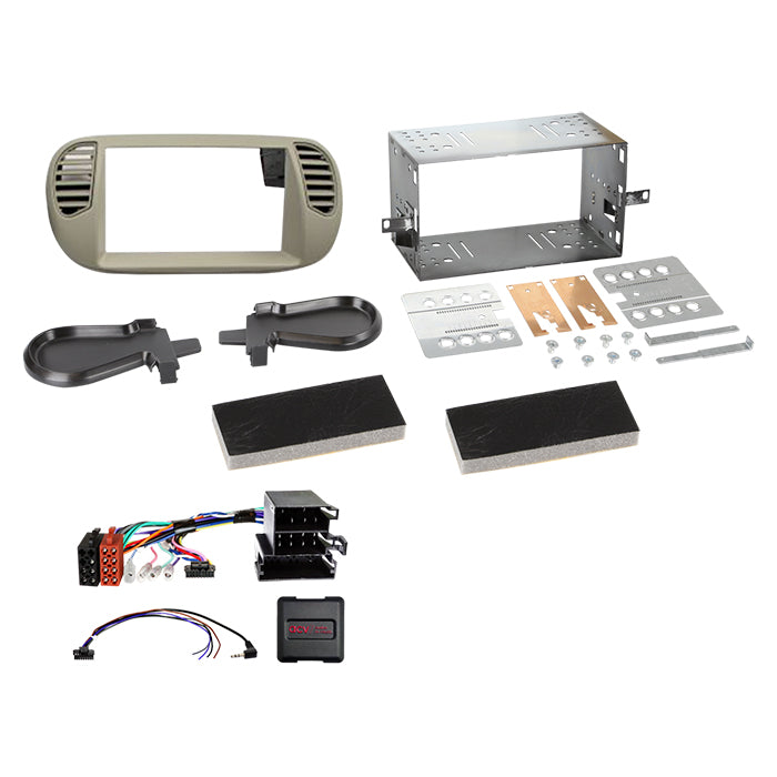 ACV, Kompletní 2-DIN Kit 07/2015 Šedý — Pasuje na Fiat 500 10/2007-