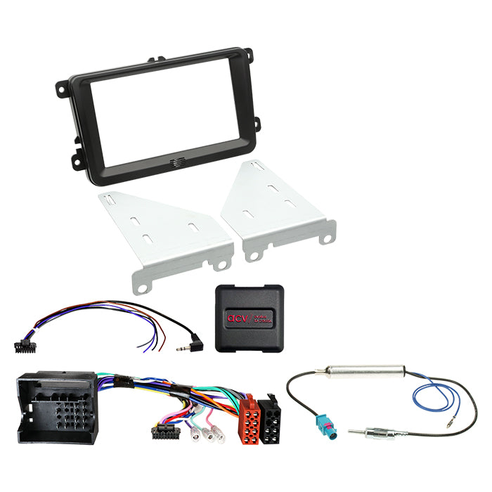 ACV, 2-DIN Kit pro Seat/Skoda/VW Ovládání z volantu/anténa Černá