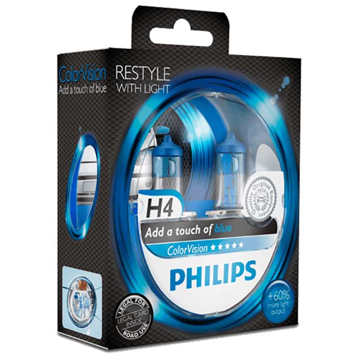Philips, Colorvision Modrá H4 60/55W 12V - Sada