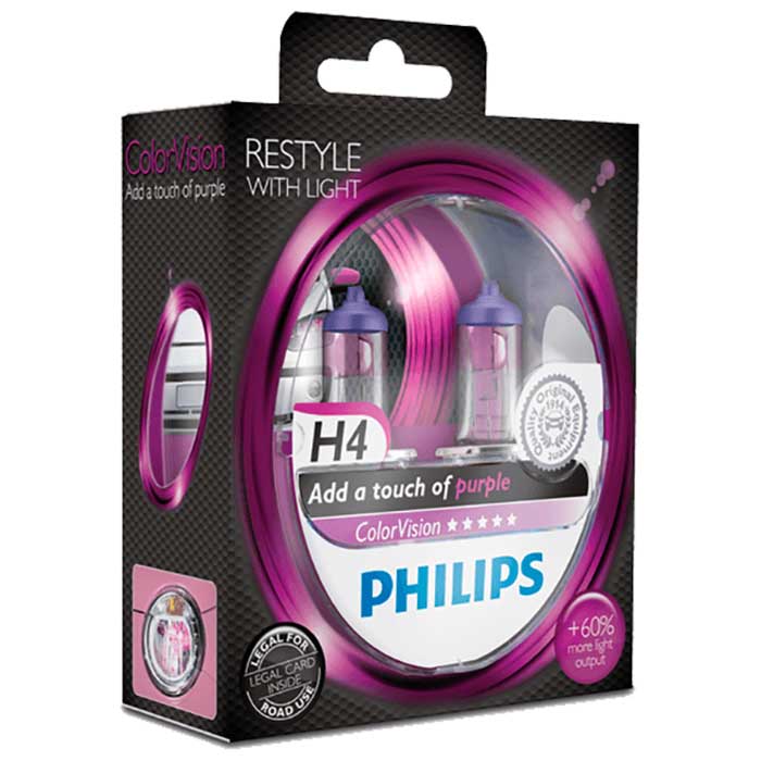 Philips, Colorvision Lila H4 60/55W 12V - Set