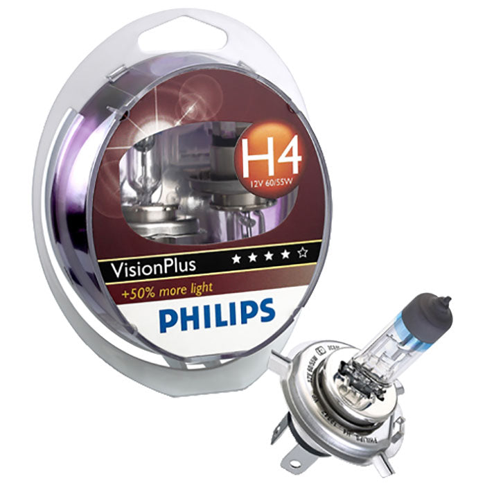 Philips, Visionplus H4 55W 12V + 60% - Set