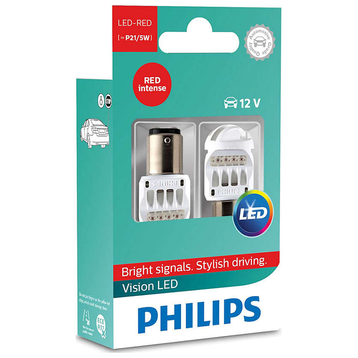 Philips, Vision P21/5W 12V LED Stop Červená - Sada