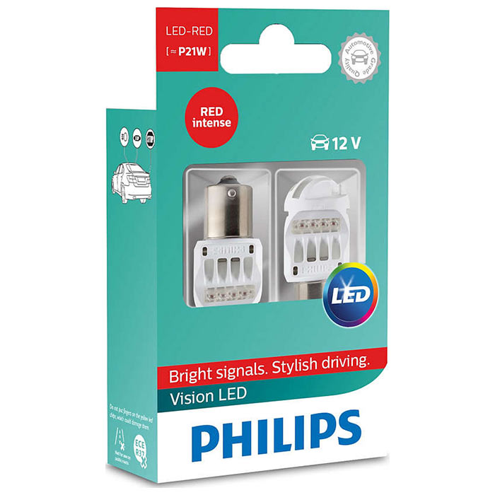 Philips, Vision P21W 12V LED Zpáteční Červená - Sada