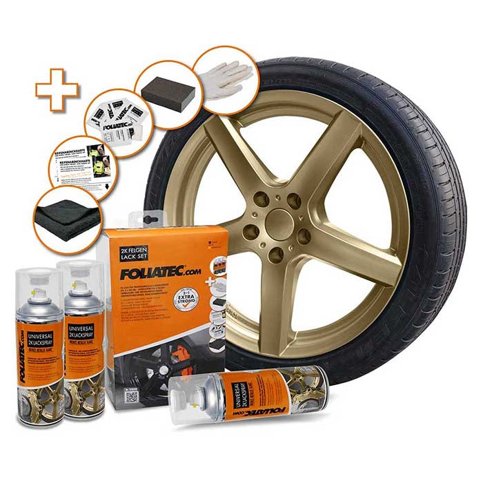 Foliatec, Kit di Verniciatura per Cerchi 2K, Bronzo Metallico Lucido