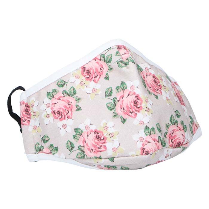 Newco, Stofmasker 2-laags Wit Met Bloemen 2 St.