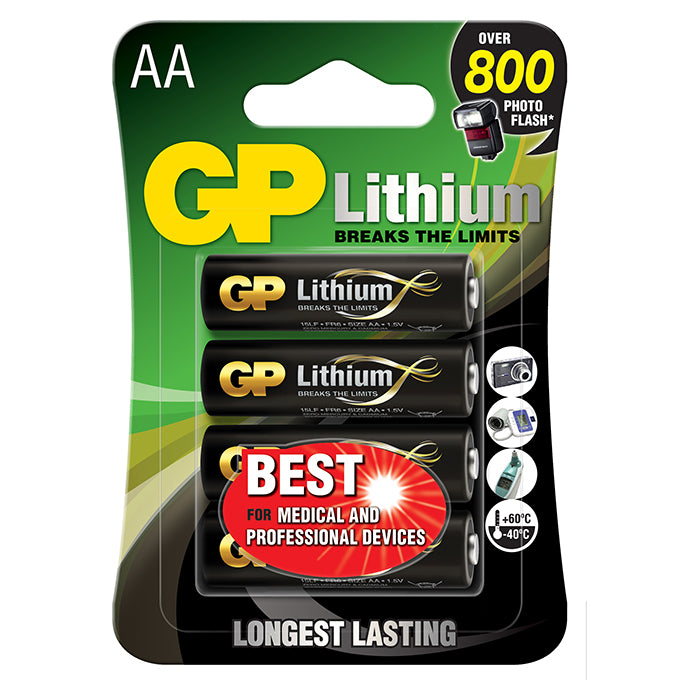 GP Batteries, GP Aa-Lithiumbatterie 1.5V, 15LF-2U4, 4er-Pack
