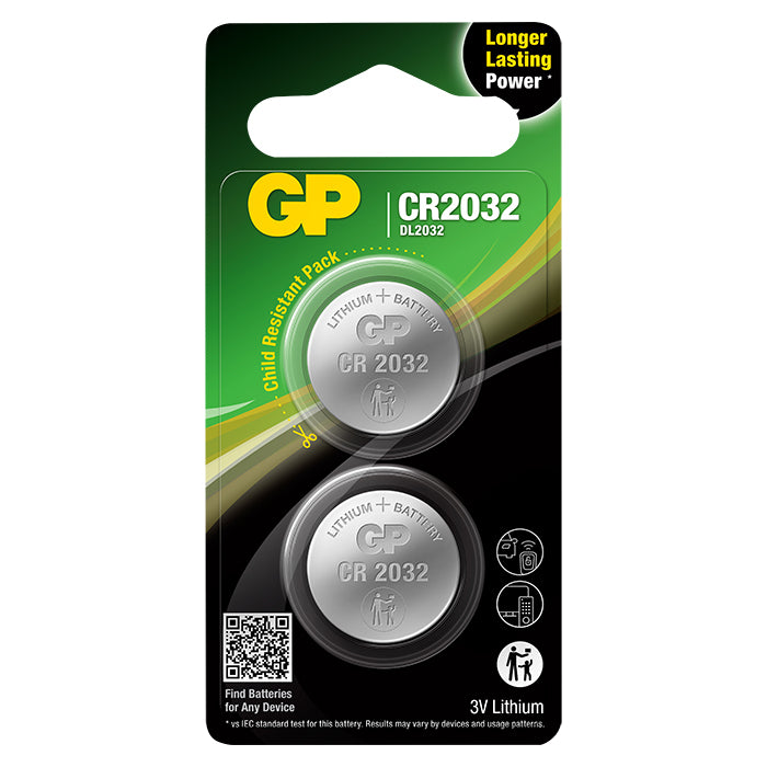 GP Batteries, GP Knopfzelle, Lithium, CR2032, 2er-Pack