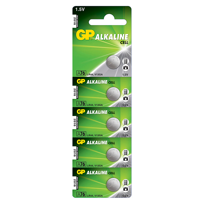 GP Batterien, GP Knopfzelle 1,5V, LR44/A76, 5er-Pack