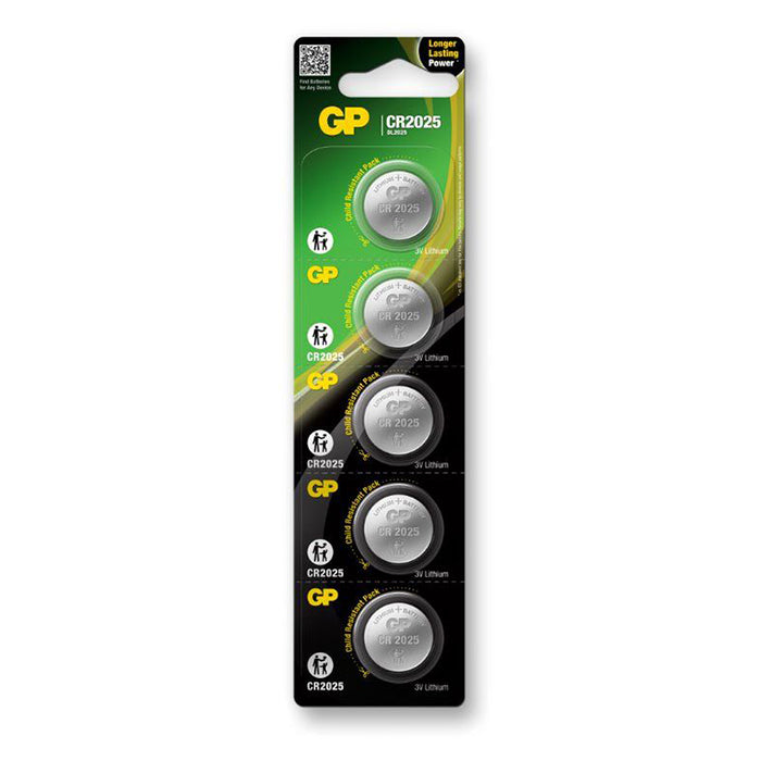 GP Batterien, GP Knopfzelle, Lithium, CR2025, 5er-Pack