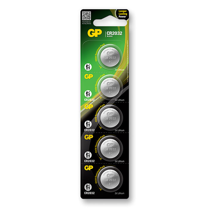 GP Batterien, GP Knopfzelle, Lithium, CR2032, 5er-Pack