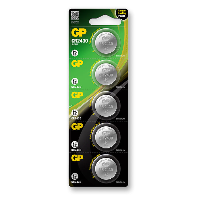 GP Batterien, GP Knopfzelle, Lithium, CR2430, 5er-Pack