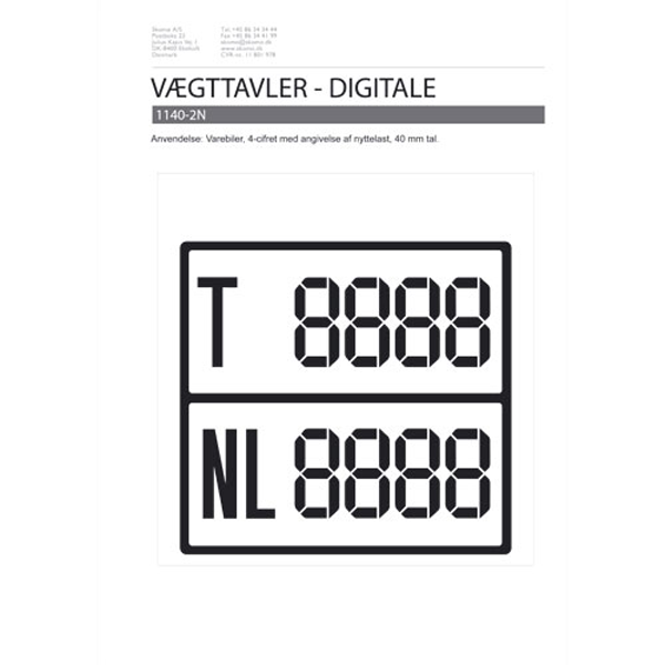 Skomø, Tableau de Poids Numérique M/Charge Utile Noir