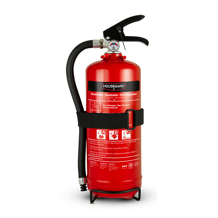 Housegard, Feuerlöscher Pulver 2 kg. Mit Halterung