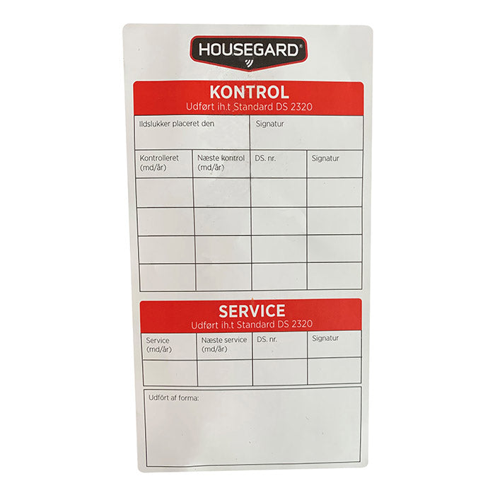 Housegard, Universelles Kontrolllabel für Feuerlöscher
