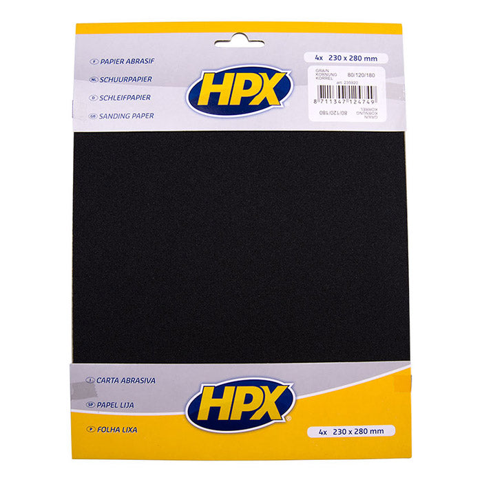 HPX, Ensemble de Papier de Verre 1 Pièce p80, 2 Pièces p120 et 1 Pièce p180