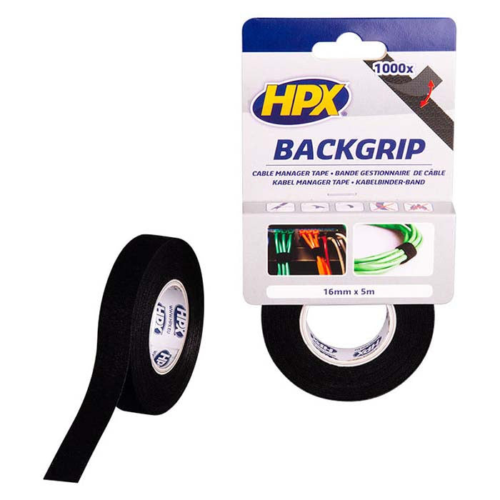 HPX, Back Grip Black Velcro Tape, 16mm x 5 m