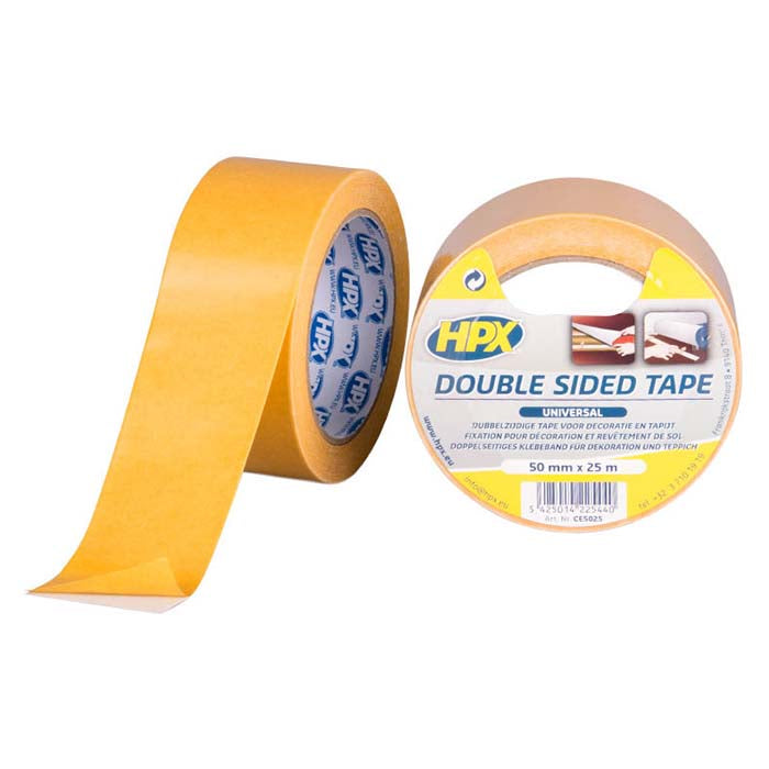 HPX, Ruban adhésif double face universel, Blanc, 50mm x 25m