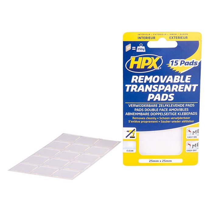 HPX, Tampons auto-adhésifs/détachables 25x25mm 15 pièces.