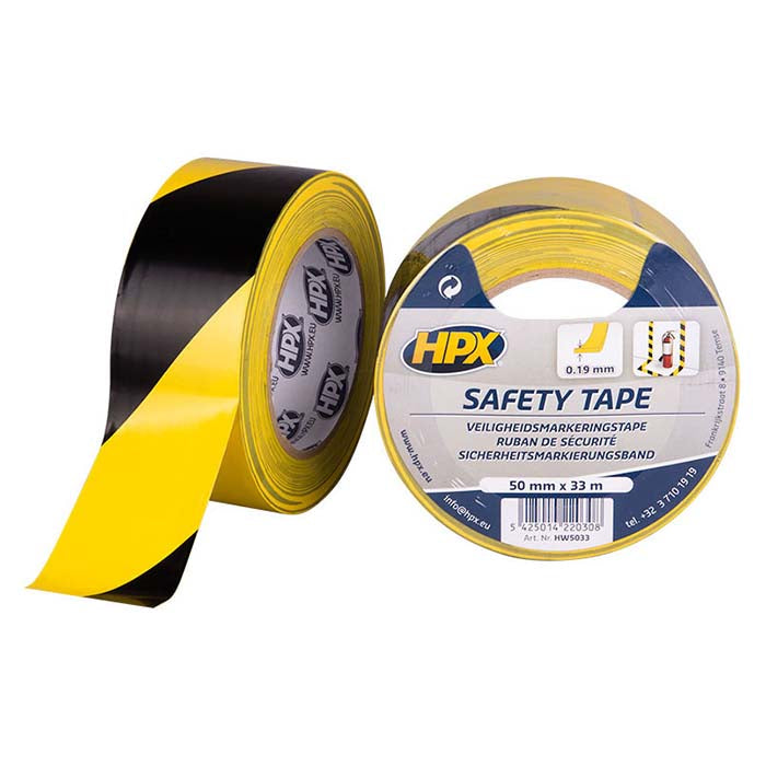 HPX, Safety Tape Yellow/Black Self-Adhesive 50mm x 33m — Set