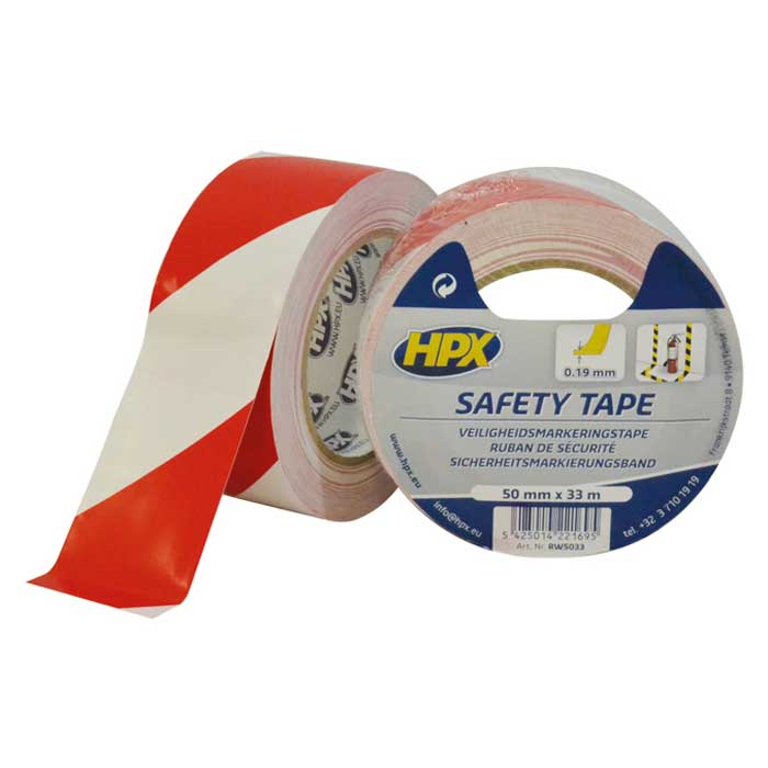 HPX, Ruban de sécurité - Rouge/blanc Autocollant 50mmx33m — Ensemble