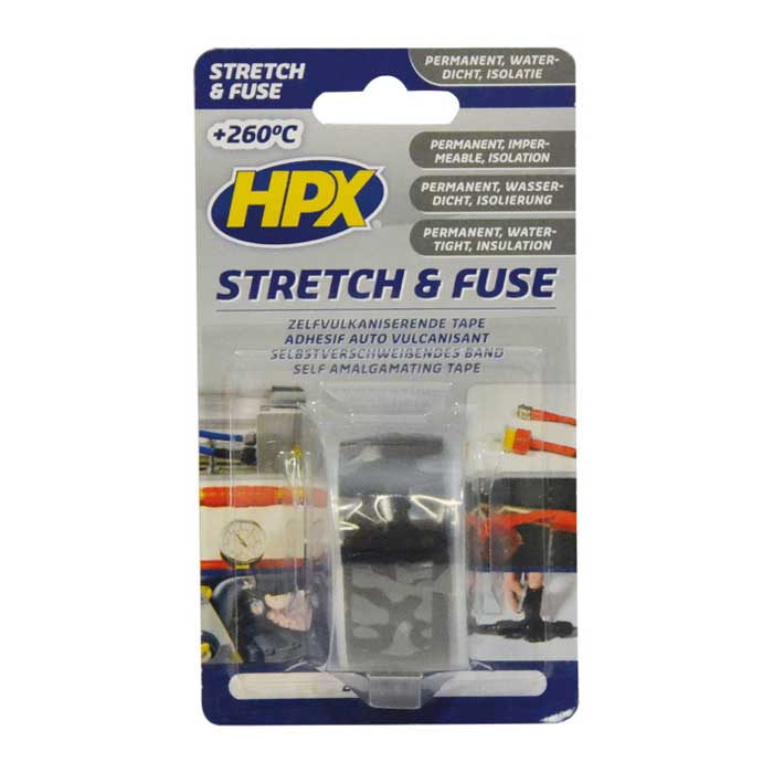 HPX, Ruban Élastique et Fusion Noir - 25mm x 3 m