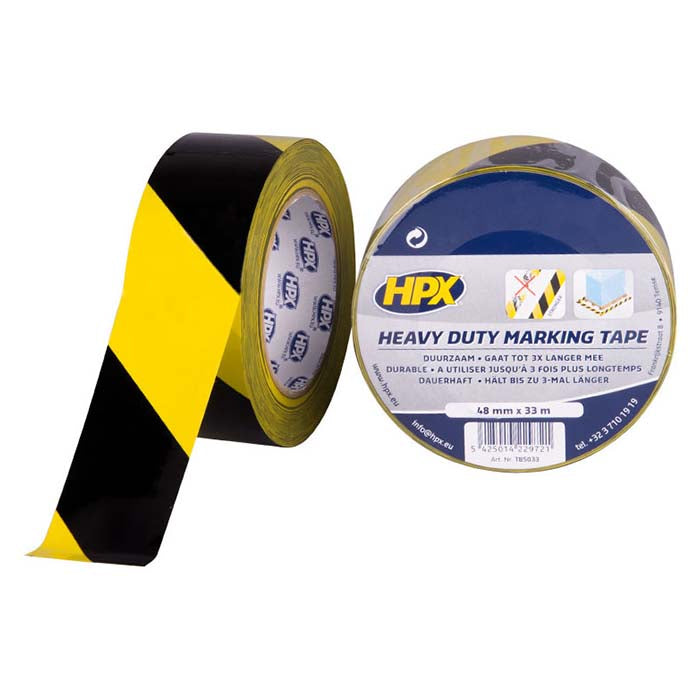 HPX, Ruban de Marquage Heavy Duty Jaune/noir 48mm x 33m