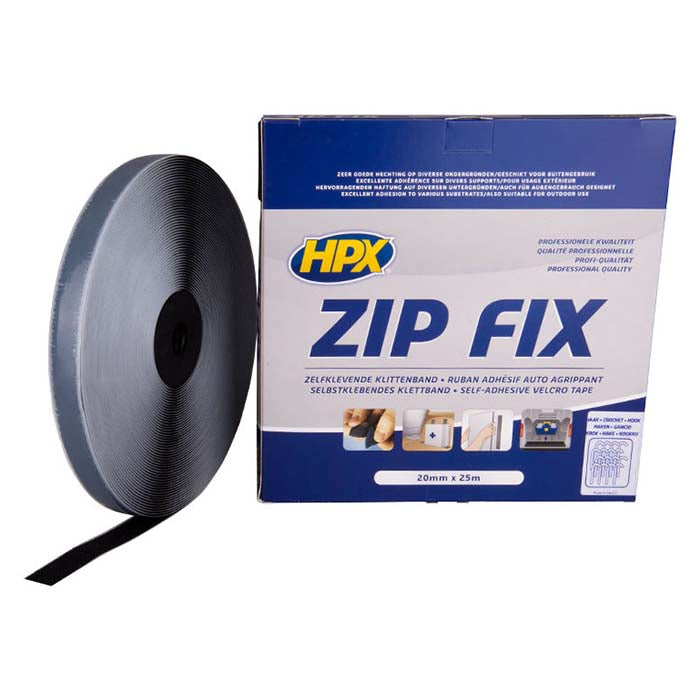 HPX, Zip Fix Velcro Tape Black, 20mm x25m (hook)
