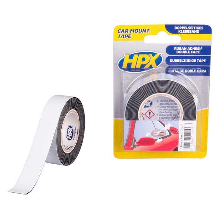 HPX, Ruban Adhésif Double Face Noir 19mm x 2m