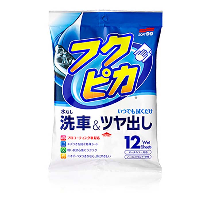 Soft99, Fukupika Wash & Wax 12 Stk. Wipes
