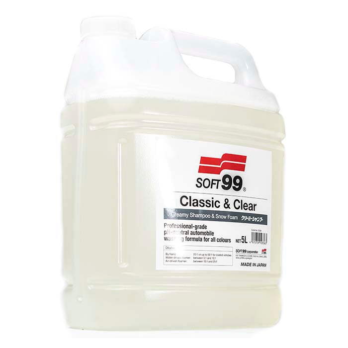 Soft99, Classic & Clear - Shampoing Crème & Mousse Neige 5L